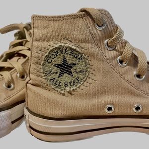 Converse all star. Size 6.5. Tan and green. Barely worn.